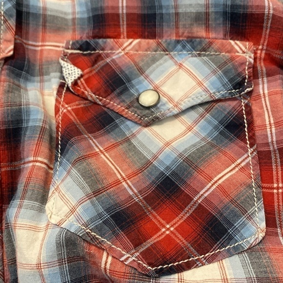 American Eagle Outfitters full snap button up longsleeve plaid pocket shirt xs - Picture 8 of 13